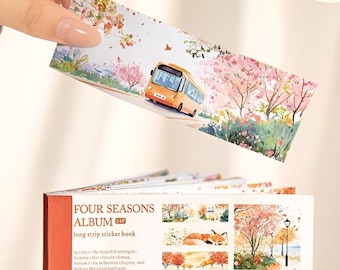 24 long stickers. Paper material. Matte. Background. Scenery. Ocean. Summer. Fall. winter. Park. Summer. Scrapbooking. Stationery