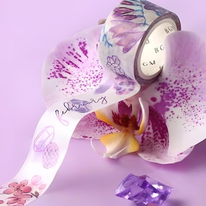 Nastro washi giapponese. BGM. Lamina. Pietra portafortuna del mese. Mese di nascita. Febbraio. Fiore viola. Pietra ametista. Giugno. Luglio. Loto. Ottobre. Gennaio