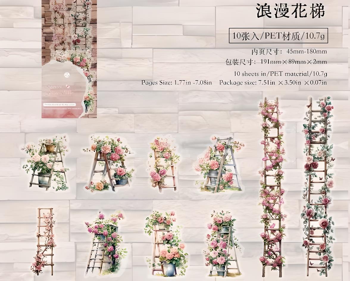 10 PET Stickers. Ladder. Stairs. Flowers. Vine. Garden. Stationery ...
