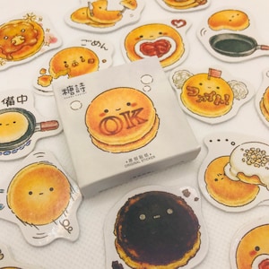 Caja de pegatinas de panqueques japoneses de dibujos animados kawaii
