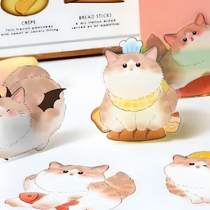 10 kawaii-petstickers met tekenfilm en dieren. Sneeuwvogel. Shiba-inu. Hond. Konijntje. Konijn. Kat. Pandabeer. Briefpapier