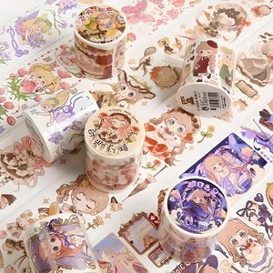 1 roll. Washi paper. Kawaii. Cartoon girl. zodiac signs. Ancient Japan, China. Sherlock Holmes. Detective. Fairy. Flower girl.