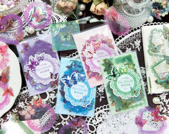 20 Sticker. Facettiert. Goldfolie. Schmetterlinge. Rahmen. Glasmalerei. Spitzenpapier. PET-Material