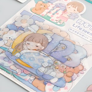 30, PET stickers. KAwaii. Cartoon. Anime. Girl. Rabbit. Numbers.