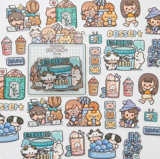36pk Japanese Anime Animal Stickers – Shiba, Bunny, Panda, Frog For Laptop/Skateboard