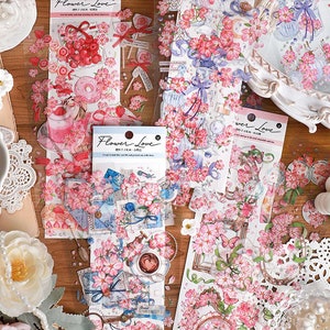 6 bandes PET, stickers non découpés. Fleur de cerisier, sakura. Japon. Bonbons aux cerises.
