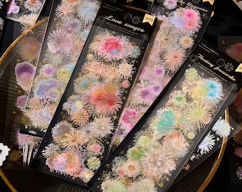 3 strips, uncut, gold foiled, PET stickers. Fireworks. New Year. Celebration. Party. Festive