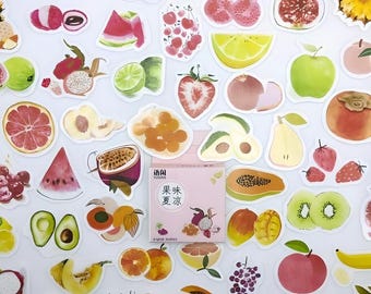 May include: A sheet of colorful fruit stickers with a variety of fruits, including watermelon, papaya, avocado, kiwi, grapes, and more. The stickers are perfect for adding a touch of fun to your planner, journal, or laptop.