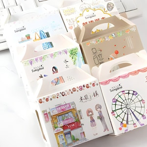8pcs bandes washi. 5 thèmes. Animaux de la forêt, cirque, vêtements et maisons, maisons et couples japonais, Alice au pays des merveilles et gnomes