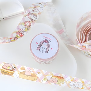 Adorable y pequeña cinta washi de cerdo de dibujos animados. Kawaii.