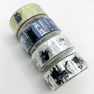 5 designs. Shinzi Katoh. Washi tape. Gilded. Cats. Japanese washi tape. Stationery
