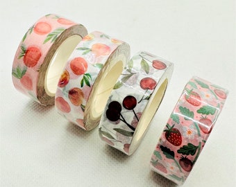 1pcs, summer fruit, washi tape. Strawberry. Peach. Cherry