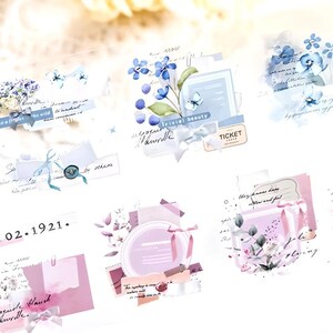Voorgesneden, op rol PET-stickers. Poëzie. Script. Handschrift. Etiketten. Bloemen. Fotolijst. Versiering: