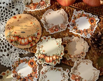 10 heavy paper, lightly embossed, paper garland materials. Winter. Pumpkins. Thanksgiving. Stationery. Scrapbooking. Flower