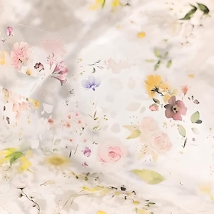 Delicate, spring flowers, PET tape. Matte. Butterflies. Daisy. Roses. Purple flowers. wildflowers.