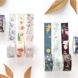 BGM. Fita washi japonesa. Folha de ouro. Série Garden. Anêmona, hortênsia, lírio-de-cala, flor