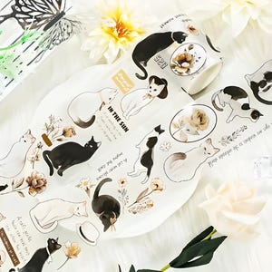 Cartoon. Anime. PET tape. Cat . Sakura panda. White rabbit from Alice in Wonderland. image 1