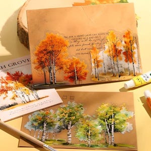 20 PET-stickers. Berk. Bomen. Gebladerte. Seizoenen. Natuur. Bos. PARK. Buitenshuis.