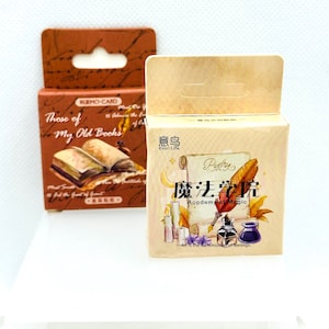 46, plastic stickers. Books. Magical. Magic books. Parchment.