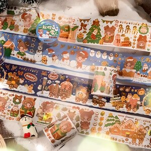 Goudfolie. Leuk. Meisje. Kersttijd. Washi-tape. Rendier. Sneeuw. Tekenfilm