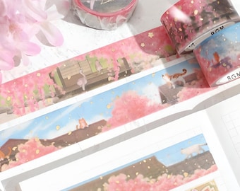 BGM washi tape. Spring 2024. Sakura Limited. Cats. Cherry blossom sweets. Japan