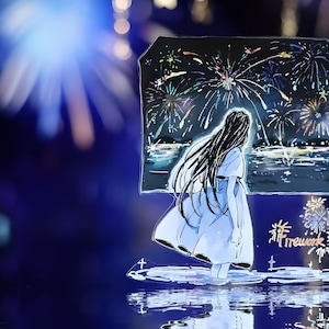 1 loop. PET tape. Anime. Kawaii. Cat. Rabbit. Wizard of Oz. Daughter of stars. Fireworks. Fantasy. Night.