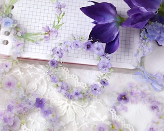 20 circle, frames, PET stickers. Flower garlands. Stationery. Embellishment. Scrapbooking. Pansy.