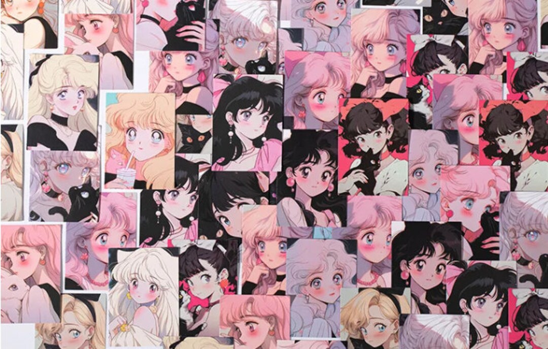 60 Paper Stickers. Square. Rectangular. Anime. Manga. Girl. Cartoon ...