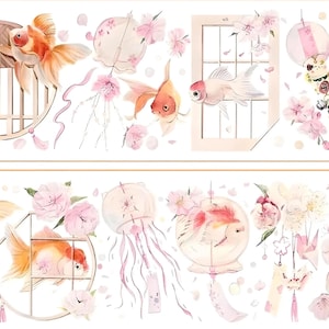 4 designs. Japanese PET tape. LOOPS. Water lily. Lotus. Fans. Goldfish. Furin