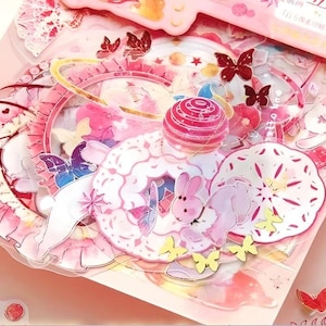 30 kawaii, anime girl, coelho Sakura, folha de ouro, adesivos PET.