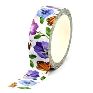 6 design. Viola del pensiero. Fiori acquerellati, washi tape. Fiori di cotone. Anemone. Margherita. Dente di leone. Viola. Viola del pensiero