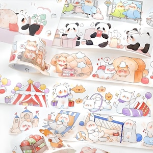 1 rollo, kawaii, dibujos animados, animales, cinta washi, cinta de enmascarar. Zorro, granja. Circo, oso. Panda, hogar