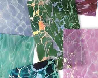 10 water stickers. Laser foiled. Water ripples. Reflection. Background. Stationery. Scrapbooking