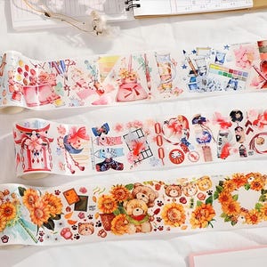 1 rolka, specjalny tusz, DIY, taśma PET. Japońskie tradycyjne przedmioty, symbole. Koinobori. Furin. Toori. Karp. Sakura. Góry