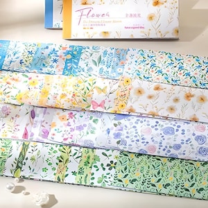 30 Washi, rechteckige, dekorative Sticker. Blumenmotiv. Washi Aufkleber. Frühlingsblumen. Ephemera. Scrapbooking. Mini Blümchen. Wildblumen.