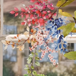 20 PET-stickers. Seizoenen. Gebladerte. Boomtakken. Bladeren. Bloemen. Herfst. Winter. Zomer. Sakura. Kersenbloesem. Briefpapier