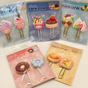 1 set (2 stuks) 3D, gezwollen en zachte paperclips. Snoep. Wafel, mochi, cupcake, ijs, donut