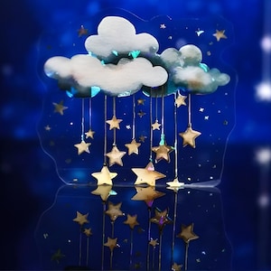 10 adesivos PET. Céu estrelado. Lua. Estrelas. Lua. Noite. Nuvens.