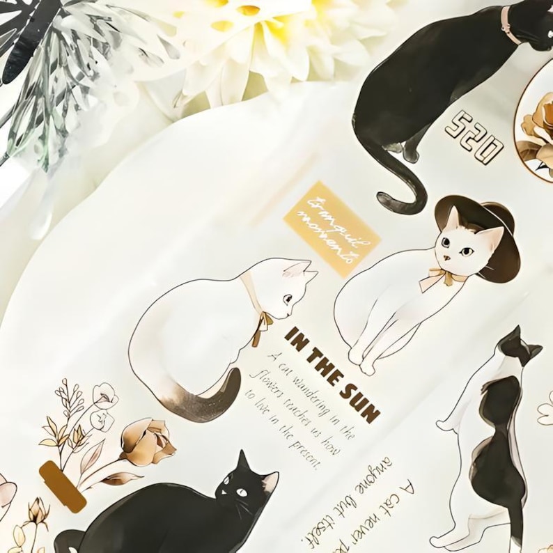 Cartoon. Anime. PET tape. Cat . Sakura panda. White rabbit from Alice in Wonderland. image 2