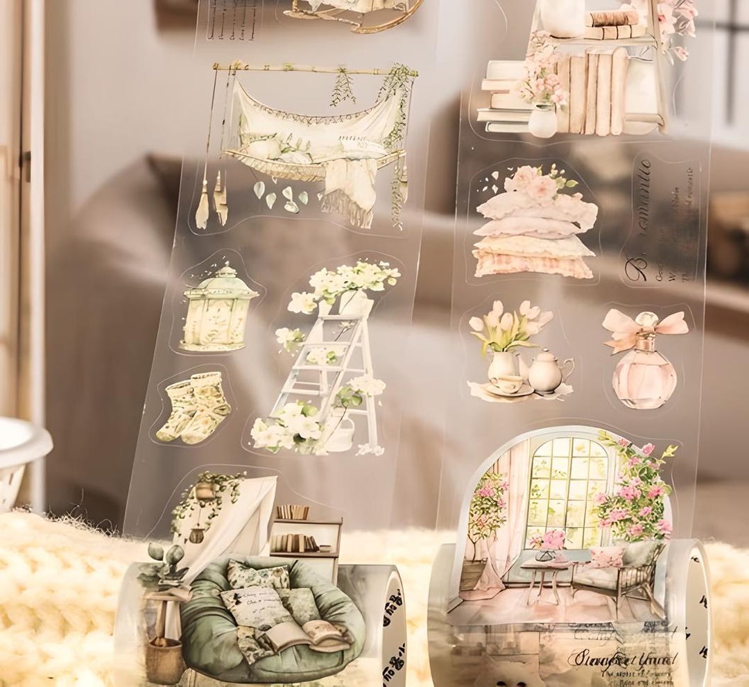 Precut, PET Stickers Roll. Cozy Home. Furniture. Pets. Cats. Interior ...