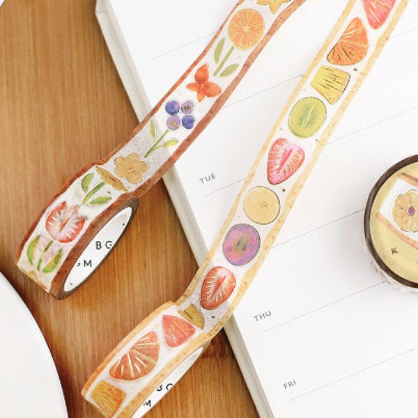 BGM. Japanese washi tape. Gold foil. Japanese snacks. Japanese fruit sandwich. Fruit. Sando.