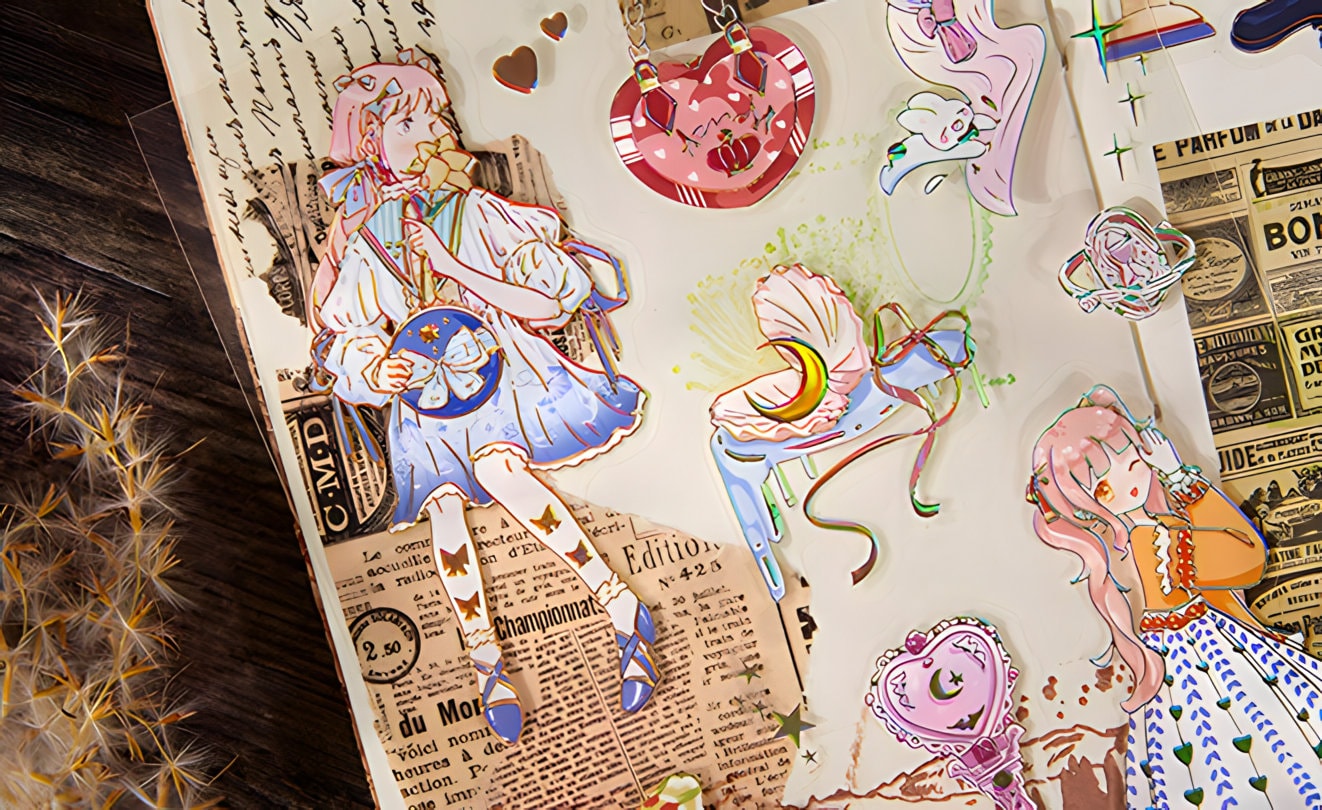 Livre d'autocollants Manga Girl Washi - Autocollants de fille de dessin  animé
