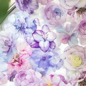 30 adesivos PET. Flores em aquarela. Fosco. Primavera. Embelezamento. Confecção de cartões. Flores.