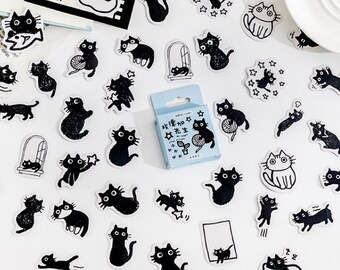 46、プラスチック、デコステッカー。花。黒猫、漫画。感謝祭の食べ物
