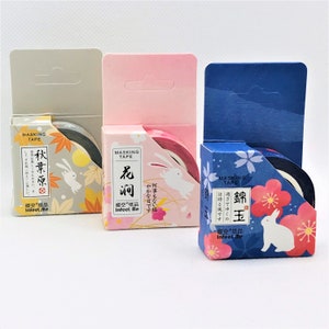 Vallen. herfstbladeren. Kersenbloesem. Sakura. Witte konijntjes. Konijnen. Japans. Washi tape , afplaktape