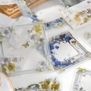 20 PET-Sticker. 3D Effekt. Rahmen. Blüten. Frühling. Scrapbooking. Planer.