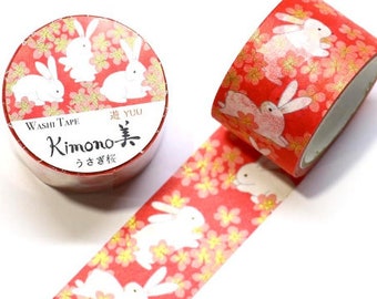 Folie japanisches KIMONO washi tape, Masking Tape Auflage. Weiße Hasen