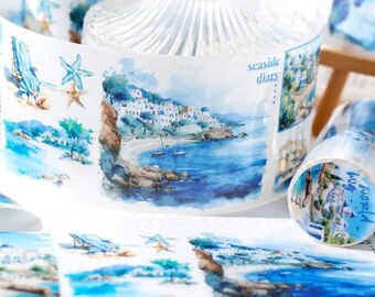 6 designs. Watercolor scenery. Vacation. Holiday. Europe. Ocean. Greece. Summer.