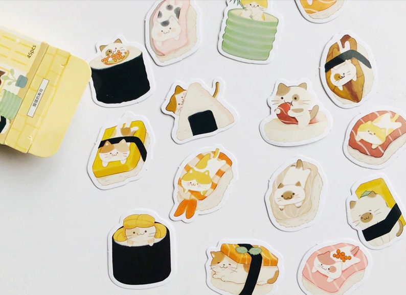 Foodie, Sushi & Fast Food Sticker Sheet A6