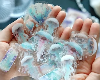 40 PET stickers. Matte. Jellyfish. Underwater world. Ocean life.